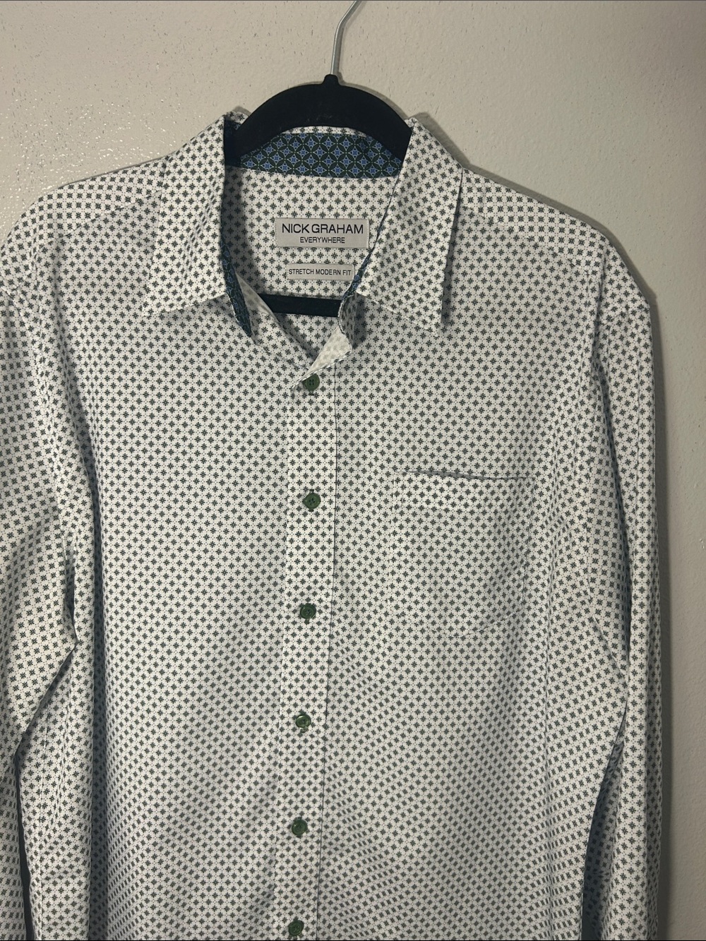Nick Graham White Geometric Casual Button-Down Shirt